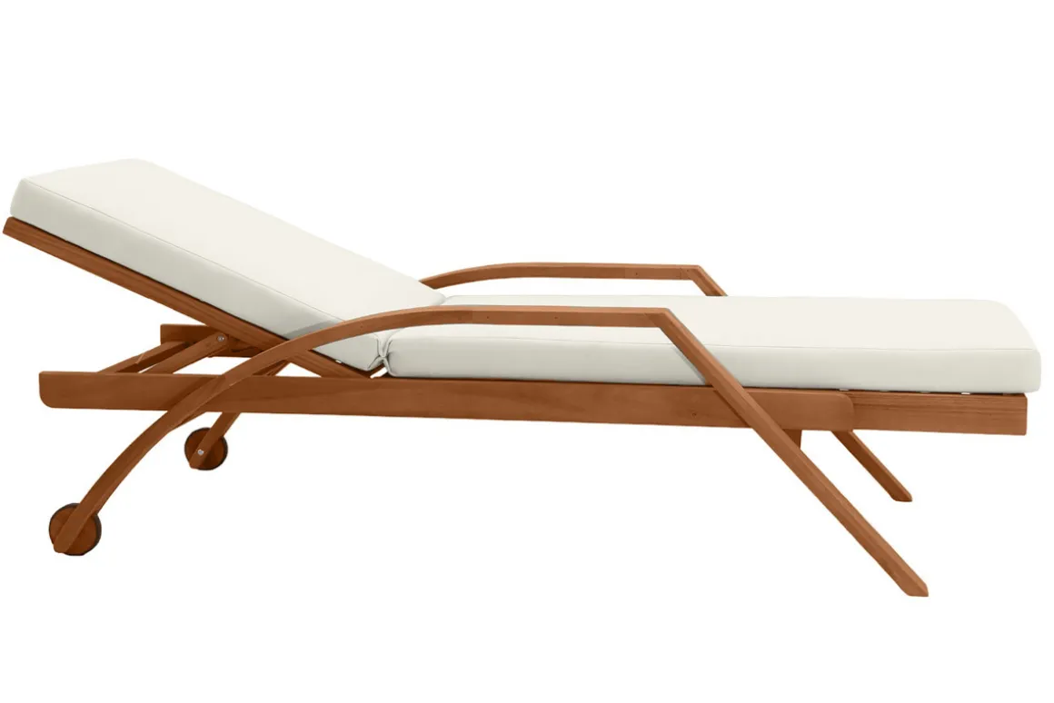 Online Miliboo Tumbona de color crudo y madera maciza MALAGA
