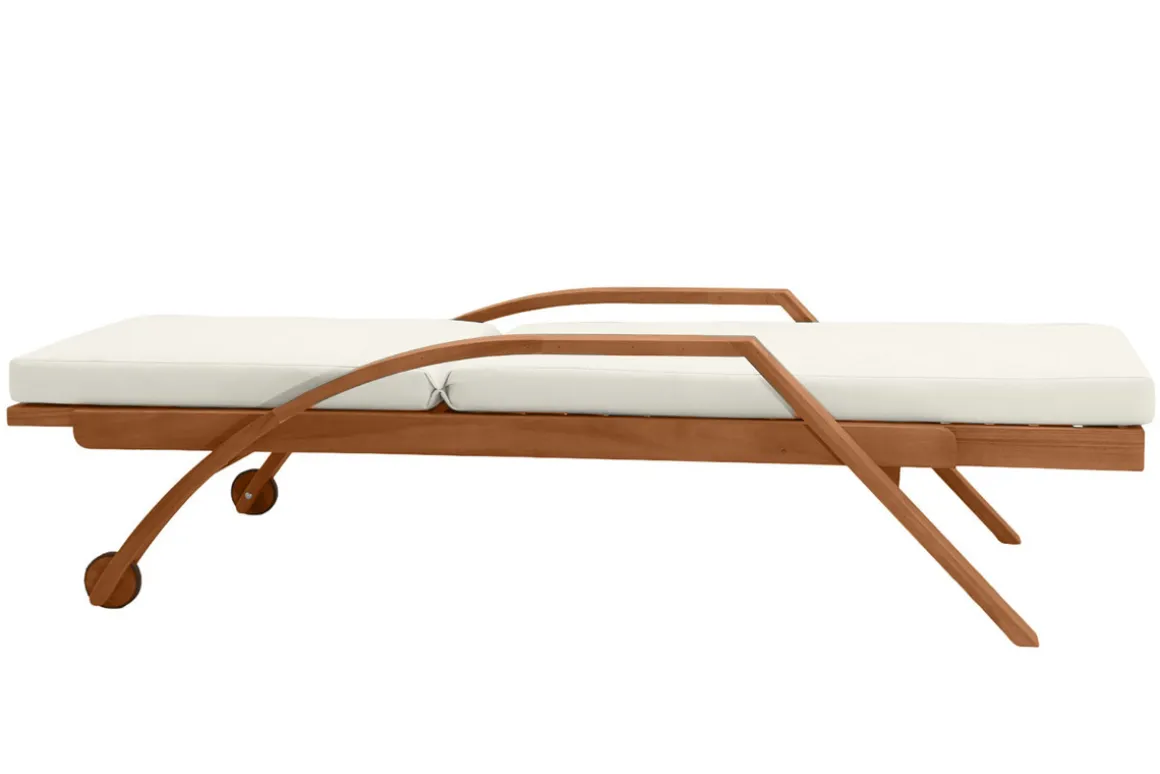 Online Miliboo Tumbona de color crudo y madera maciza MALAGA