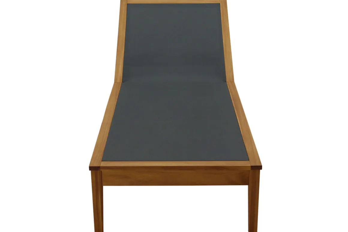 Discount Miliboo Tumbona gris oscuro y madera maciza NAVEEN