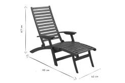 Discount Miliboo Tumbona reclinable con 3 posiciones de madera maciza RIO